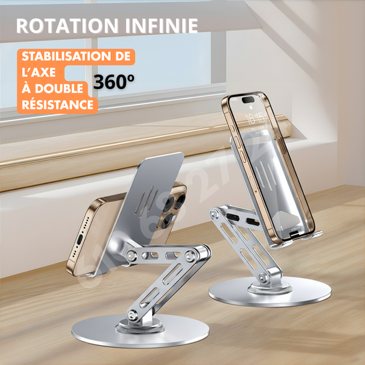 Support de téléphone en aluminium réglable à 360°