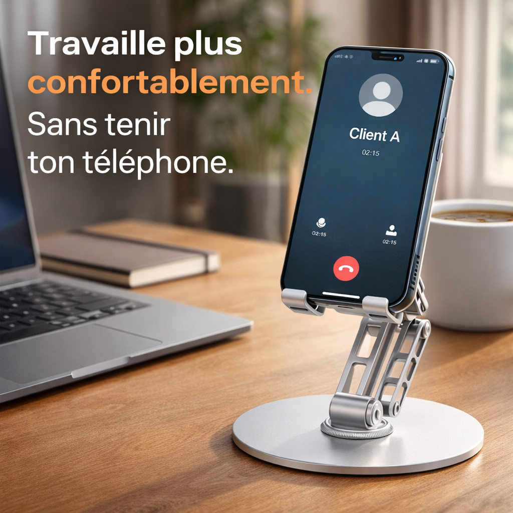 Support de téléphone en aluminium réglable à 360°